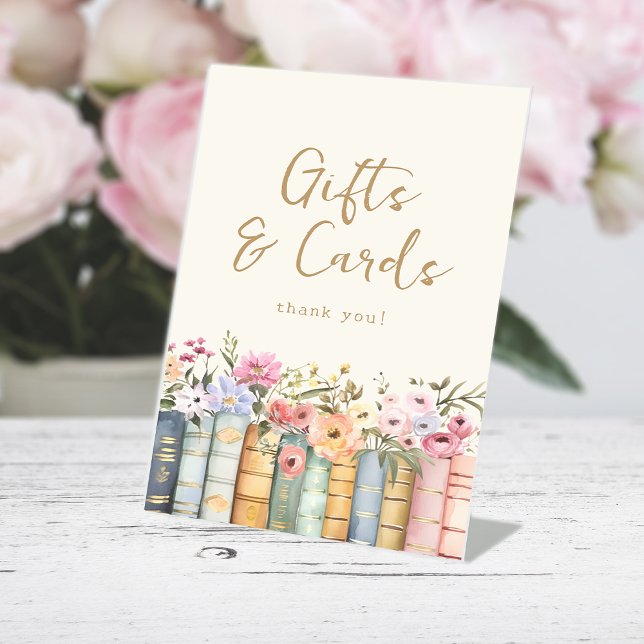Book Theme Gifts Sign (Floral Book Theme Gifts and Cards Sign by Painted Paperie
)