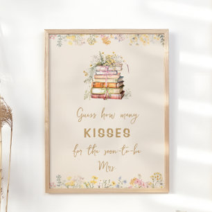 Book Theme How Many Kisses Bridal Shower Game Poster