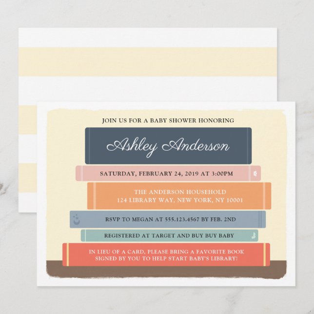 Book Theme Library Baby Shower Invitation (Front/Back)