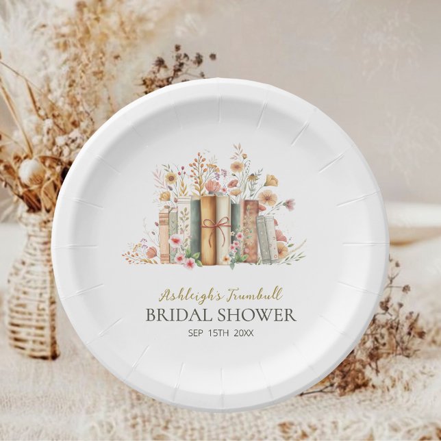 Book Theme New Chapter Bridal Shower Party Paper Plate (Creator Uploaded)