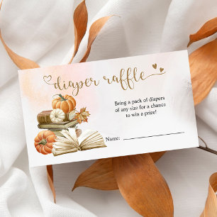 Book Theme Pumpkin Baby Shower Diaper Raffle Card