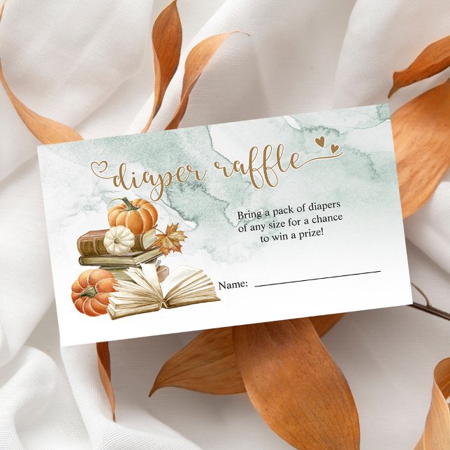 Book Theme Pumpkin Baby Shower Diaper Raffle Card (Creator Uploaded)