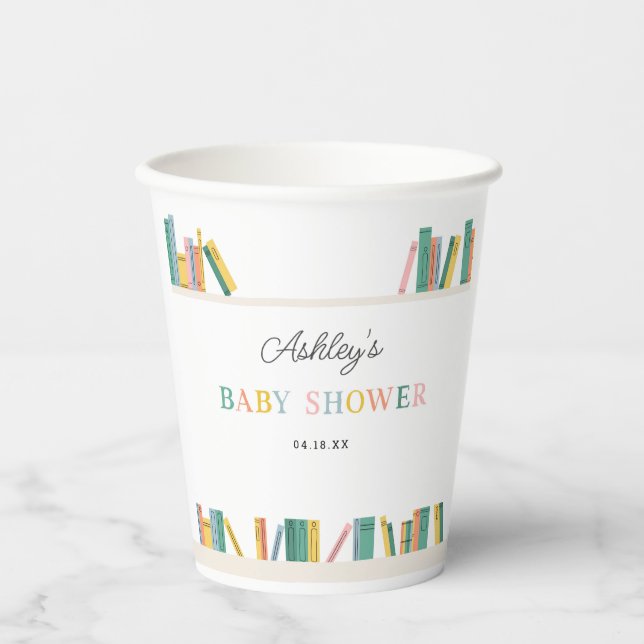 Book Theme Storybook Baby Shower  Paper Cups (Front)
