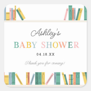 Book Theme Storybook Baby Shower  Square Sticker