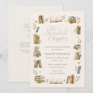 Book Theme The Sweetest Chapter Baby Shower Invitation