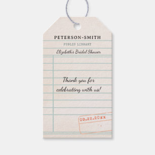 Book Theme Vintage Library Bookish Bridal Shower Gift Tags