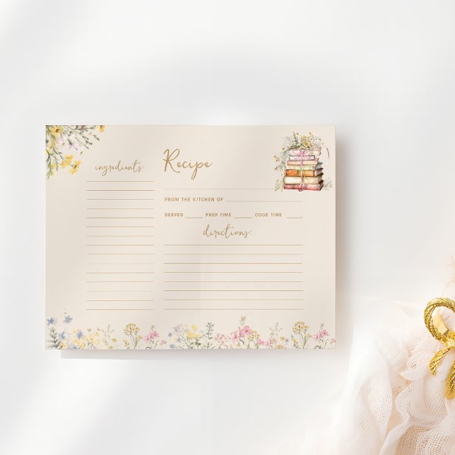  Book Theme Wildflower Bridal Shower Recipe Card (Creator Uploaded)