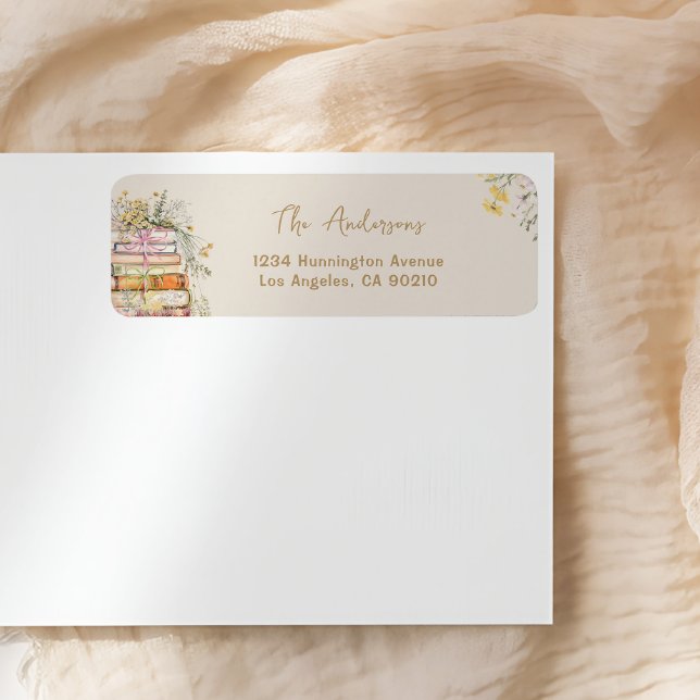 Book Theme Wildflower Bridal Shower Return Label (Creator Uploaded)