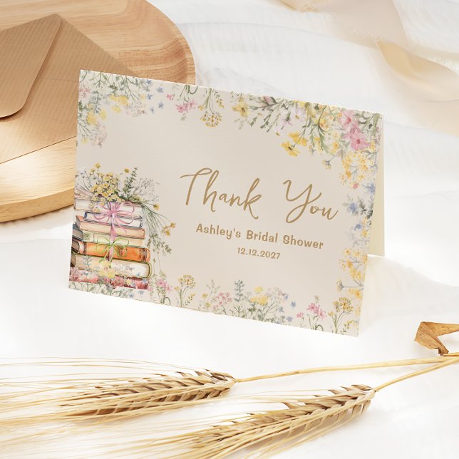 Book Theme Wildflower Bridal Shower Thank You Card (Creator Uploaded)
