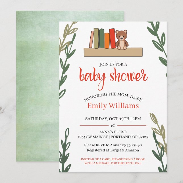 Book Themed Baby Shower Invitation (Front/Back)