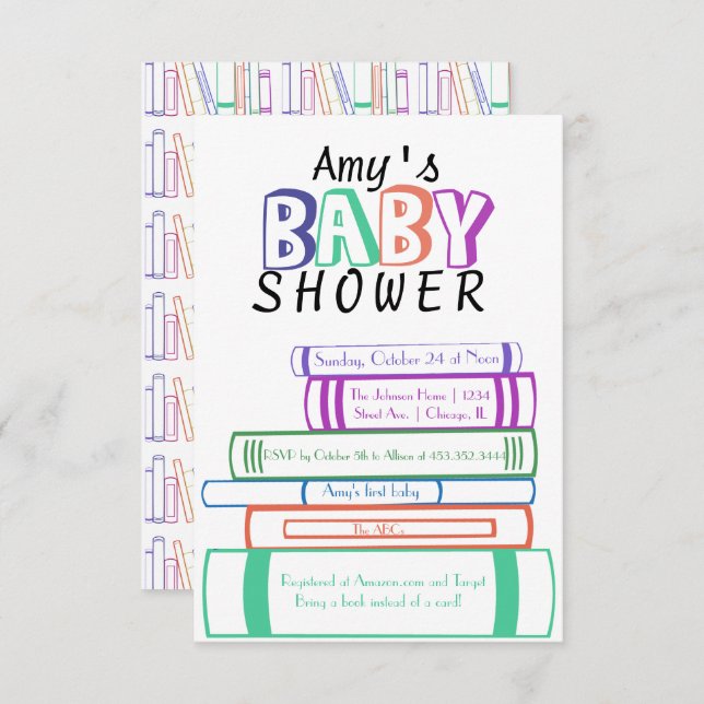 Book Themed Baby Shower Invitation (Front/Back)