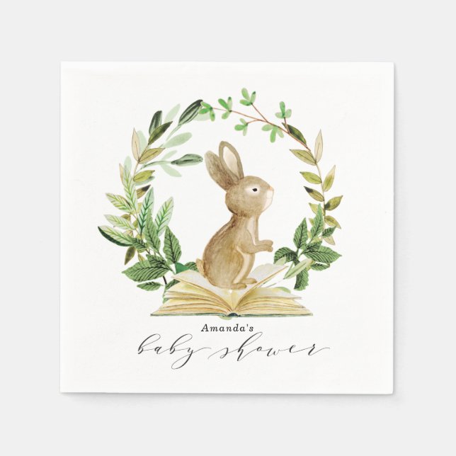 Book Themed Baby Shower Napkins Spring Shower (Front)