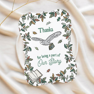 Book Themed Baby Shower Owl Thank You Card