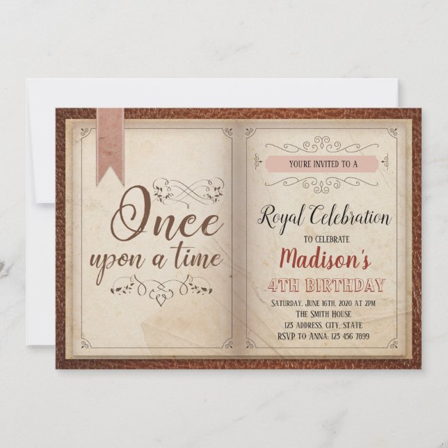 Book themed  birthday party invitation (Front)