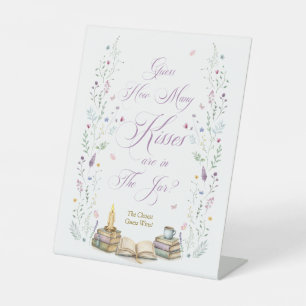 Book themed Bridal Shower Guess How Many Kisses  Pedestal Sign