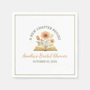 Book Themed Bridal Shower - Watercolor Floral Napkin