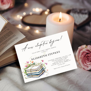 Book Themed Bridal Shower Wildflowers New Chapter Invitation