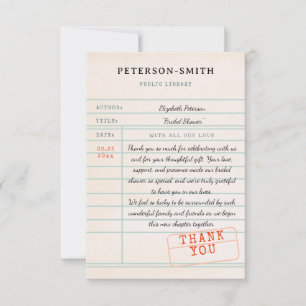 Book Themed Vintage Library Bookish Bridal Shower Thank You Card