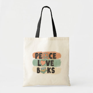 Book Tote Bag - Peace Love Books Design