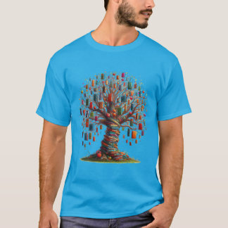 book tree teal men T-Shirt