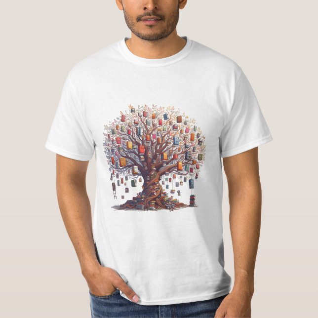 book tree white men T-Shirt (Front)