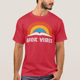Book Vibes Rainbow Vintage Retro Graphic Tee for M