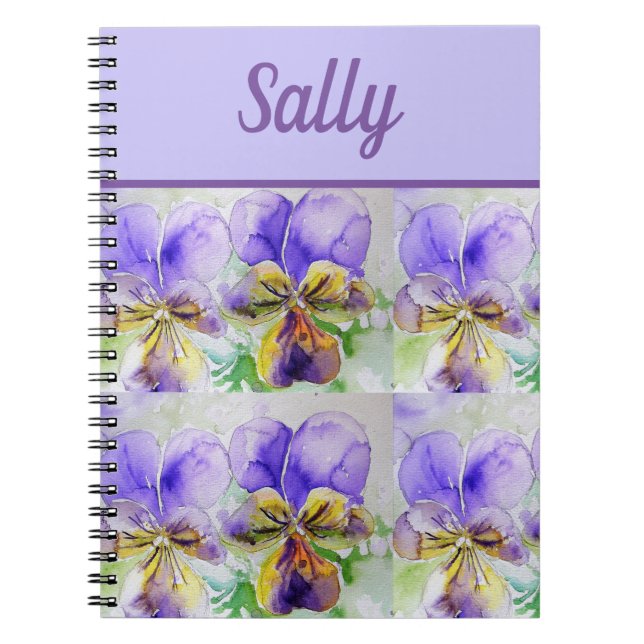 Book Viola Purple Flower Watercolour Womans Art (Front)