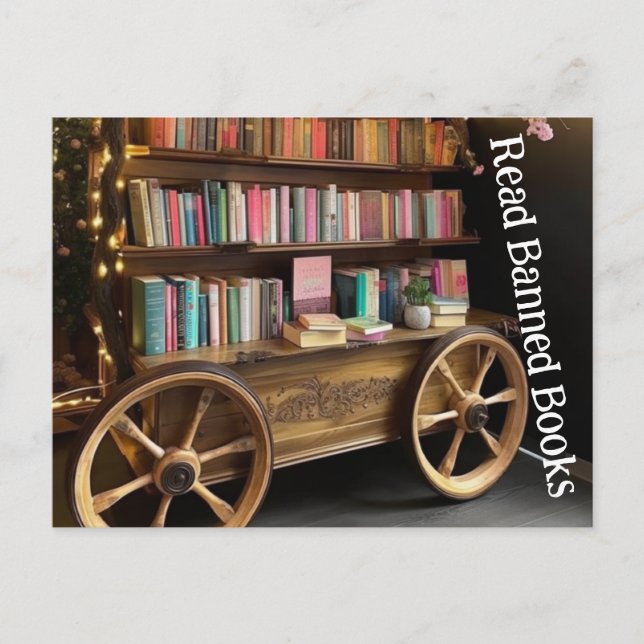Book Wagon Read Banned Books Postcard (Front)