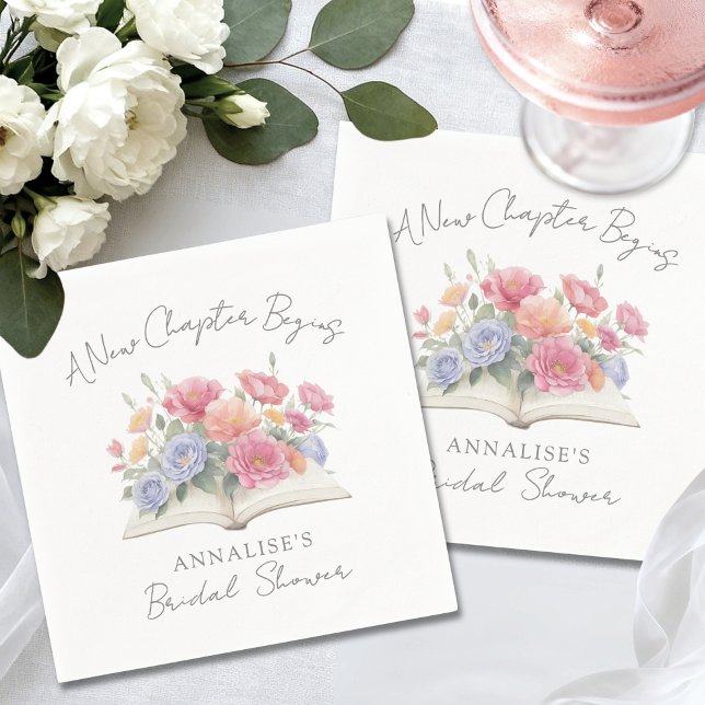 Book Watercolor Floral Bridal Shower Napkin (Book Watercolor Floral Bridal Shower Napkins)