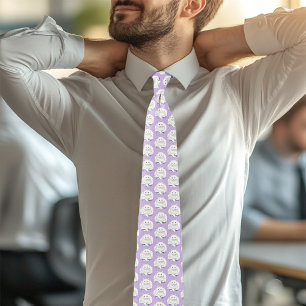 Book White Cat Purple Funny Tie