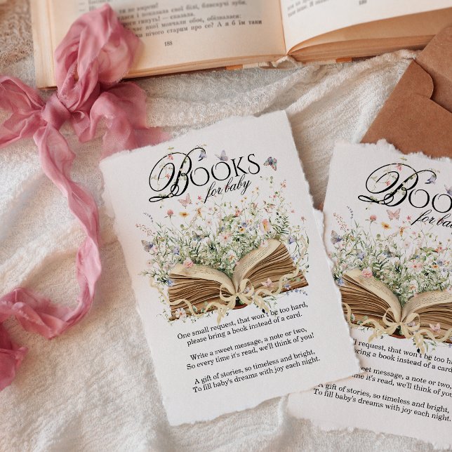 Book Wildflower A New Chapter Begin Baby Shower Enclosure Card (Creator Uploaded)
