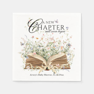 Book Wildflower A New Chapter Begin Baby Shower Napkin