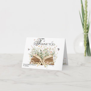 Book Wildflower A New Chapter Begin bridal Shower Thank You Card