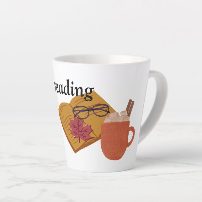 Book withe coffe and glass With autumn leaves  Latte Mug (Right Angle)