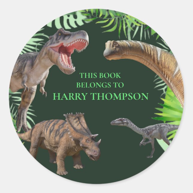 BOOK World Dinosaurs jungle  Classic Round Sticker (Front)