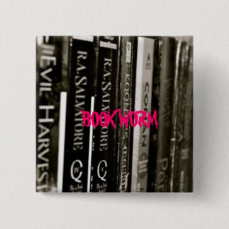 BOOK WORM 15 CM SQUARE BADGE