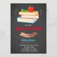 Book worm baby shower invitation