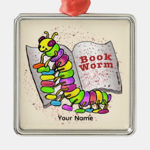 Book Worm Metal Tree Decoration