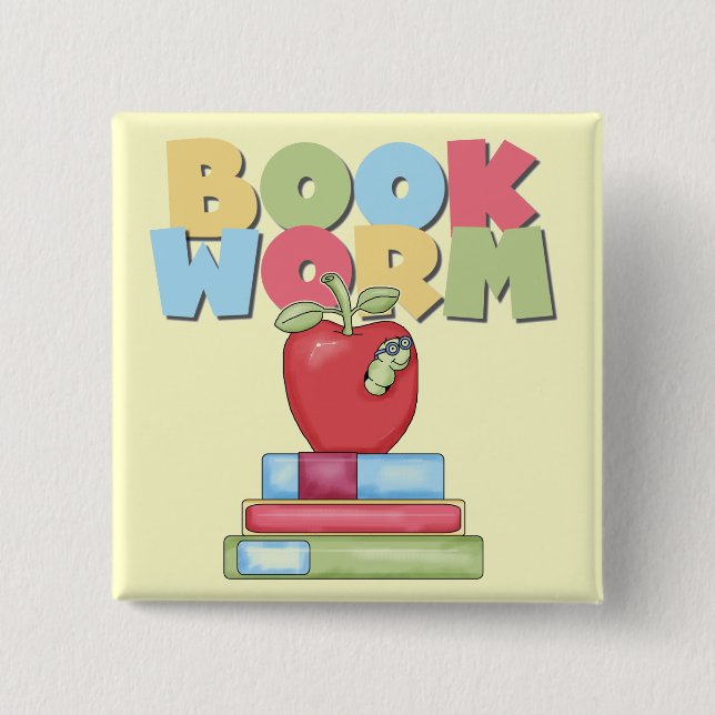 Book Worm Tshirts and Gifts 15 Cm Square Badge (Front)