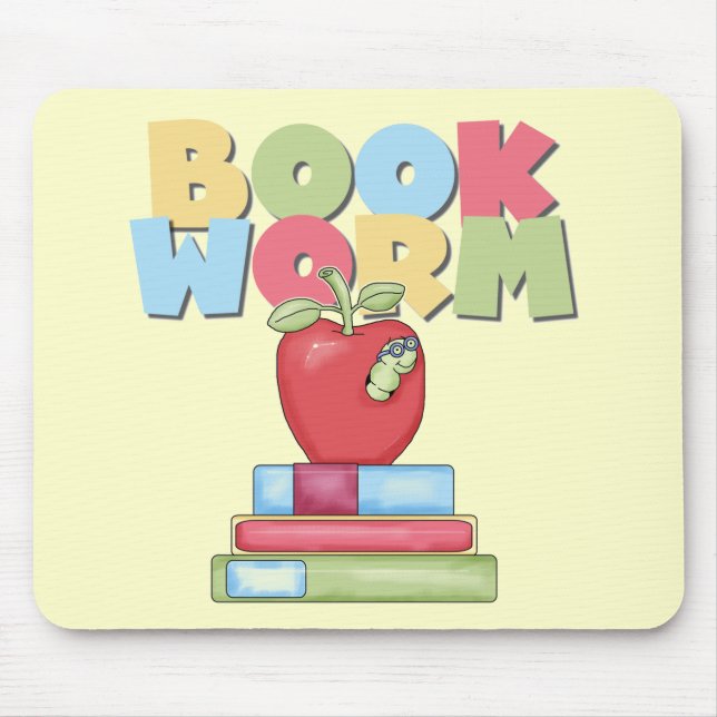 Book Worm Tshirts and Gifts Mouse Mat (Front)