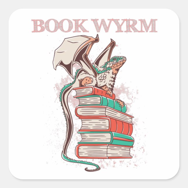 Book Wyrm Square Sticker (Front)