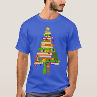 Book Xmas Tree Light Reading Books Librarian Famil T-Shirt