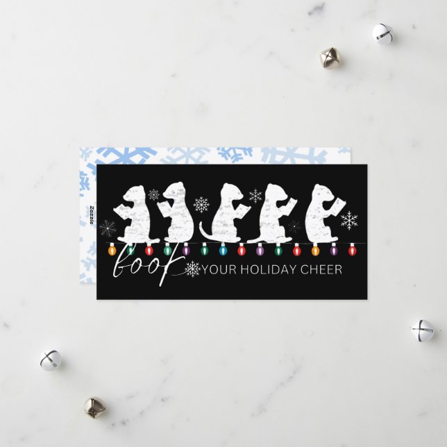 Book your Holiday Cheer Funny Christmas Ferrets  Card (Front/Back In Situ)