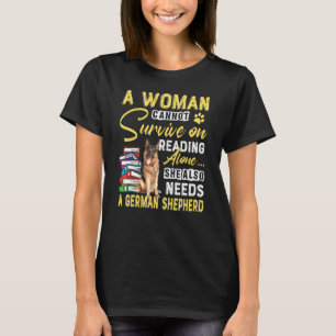 Bookaholic Lady Cute German Shepherd Mom Bookworm  T-Shirt