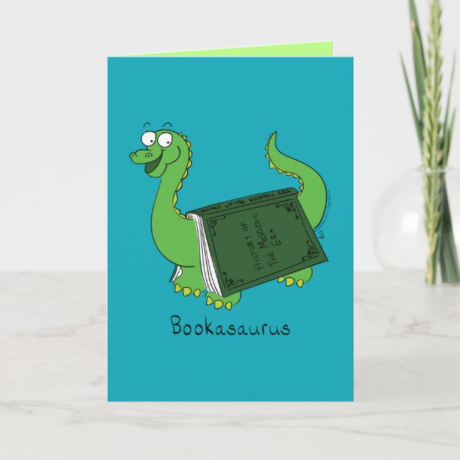 Bookasaurus - Funny Dinosaur Book Card (Front)