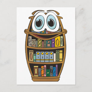 Bookcase Cartoon Postcard