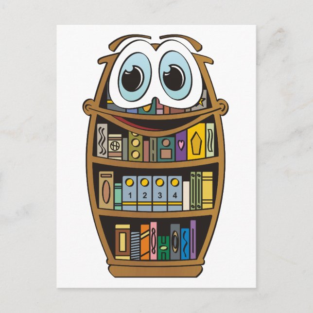 Bookcase Cartoon Postcard (Front)