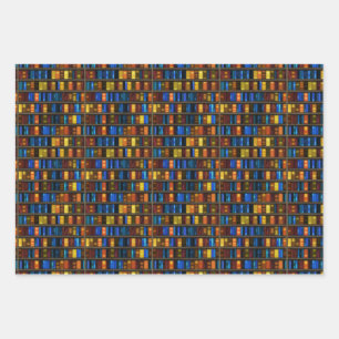 Bookcase Wrapping Paper Flat Sheet Set of 3