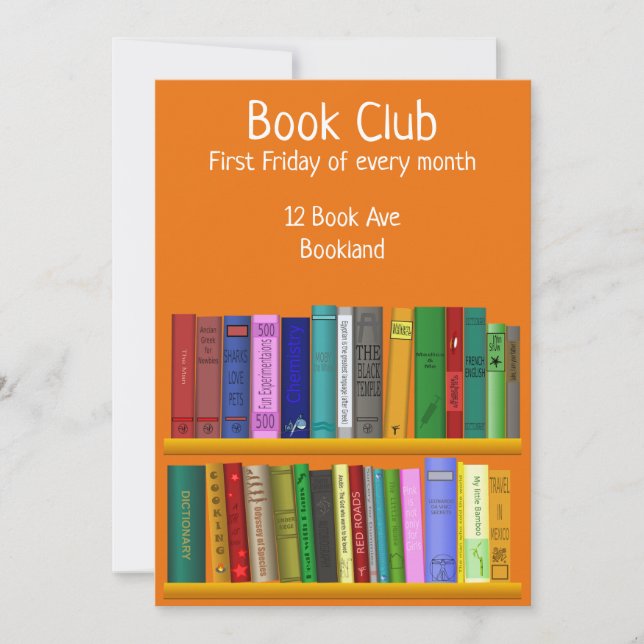 Bookclub group book session invitation (Front)