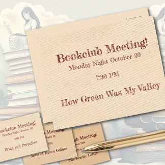 Bookclub Reminder Postcard